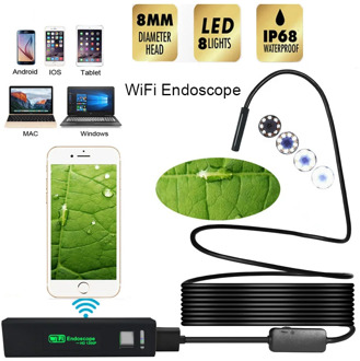 New HD 1200P Wifi Endoscope Camera USB IP68 Waterproof Borescope Semi Rigid Tube Wireless Video Inspection for Android/iOS