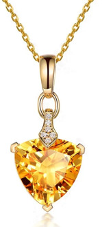 New Heart-shaped Citrine Amethyst Pendant Necklace For Women Blue Topaz Gemstone Necklace Pendant Clavicle Chain Fine Jewelry