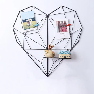 New Home Cafe Heart Wall Hanging Clips Cords Photos Storage Rack Shelf Holder Decor Postcard Frame Art Ledge