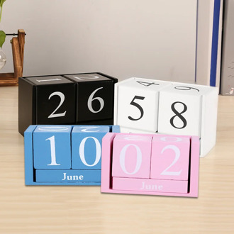 New Hot Vintage Wooden Perpetual Desk Calendar Block Planner Permanent Desktop Organizer DIY Agenda SMD66