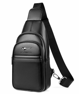 New Kangaroo Luxury Brand Chest Pack Men Crossbody Bag Black Brown Leather Chest Bag Casual Travel Sling Bag Messenger Bag Male