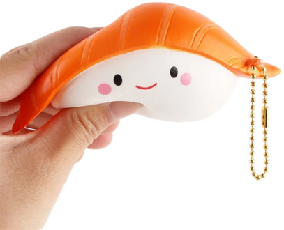 New Kawaii Salmon Sushi Squishy Slow Rising Phone Straps Bread Cake Scented Squeeze Toy Stress Relief fun for Kid Gift 12*5CM