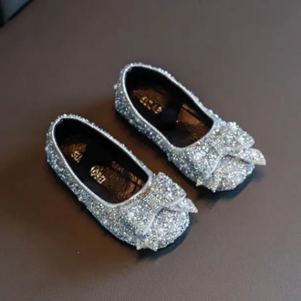 New Kids Princess Shoes For Girls Spring Summer Children Glitter Dress Shoes For Wedding Party Simple Elegant Loafers 24-32