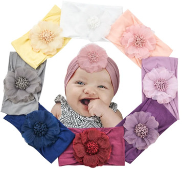 NEW Lace Flower Baby Headbands For Girls Elastic Head Wraps Solid Head Band Hair Bow Infants Newborn Hair Accessories Photo Prop