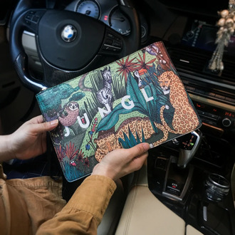 NEW leather handbag men designer small envelope clutch bag vintage cartooon printed luxury leather bag