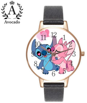 New Leather Stitch Watches Women's Watch Quartz Wristwatch Cartoon Kid Gift