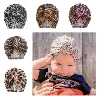 New Leopard Print Hat with Round Ball Knot Newborn Infant Toddler Hedging Cap Turban Baby Girls Hair Accessories Photo Props