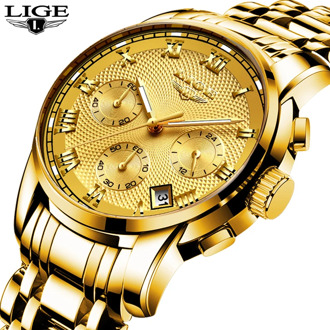 New LIGE Watches Men Luxury Brand Chronograph Men Sports Watches Waterproof Full Steel Quartz Men's Watch Relogio Masculino+BOX