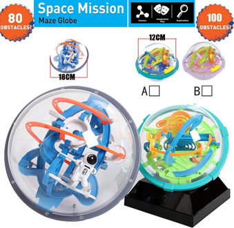 New Magic 3D Space Mission Maze Globe Puzzle Intellect Ball 80-100 Obstacles Educational Interactive Brain Teaser for Children
