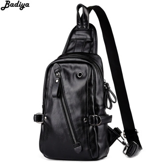 New Men PU Leather Shoulder Bags Adjustable Shoulder Strap Messenger Bag Solid Color Chest Bag Daily Shopping Crossbody Bags