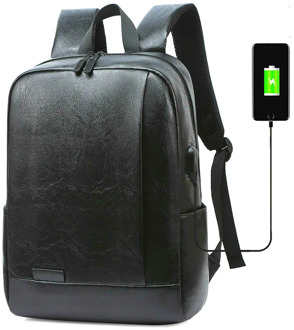 New Men's Backpack PU Leather Waterproof Usb Charging Lightness Black Back Bags Laptop Travel School Outdoor Bagpacks Man 2020