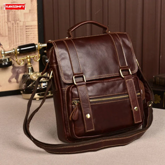 New Men's Business Bag Retro First Layer Leather Handbag Shoulder Bag Casual Male Crossbody Messenger Bag 2020 Oil Wax Leather