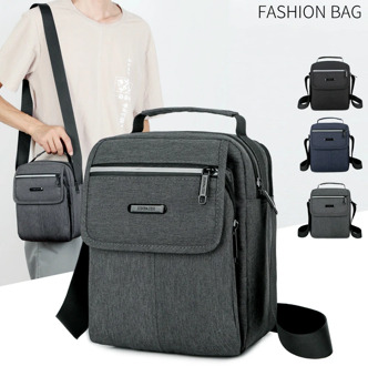 New men's casual shoulder bag travel portable small square tote bag flip diagonal package fluorescent strip Oxford cloth handbag