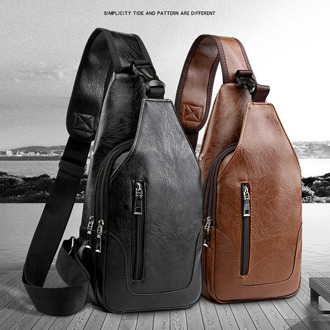 New Men's Double Pull Large-Capacity Fashion Casual All-Match Lock One-Shoulder Diagonal Chest Bag Men's Bag Messenger Bags