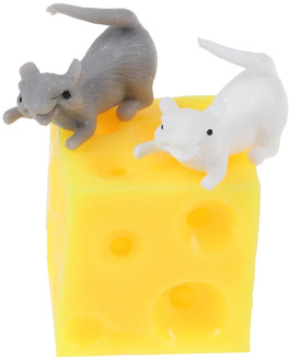 new Mice And Cheese Finger Squeeze Toys Extrusion Stretchy Mice Hide In Cheese Hole Block Latex Stressbusting Fidget