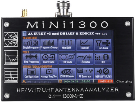New Mini1300 0.1-1300MHz HF VHF UHF Antenna Analyzer Vector Network Analyzer SWR Meter Frequency Sweep RF Radio Multimeter