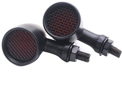 NEW-Motorcycle Retro Grid Turn Signal Light LED Brake Light Metal Shell Blinkers Flashers for Honda Yamaha