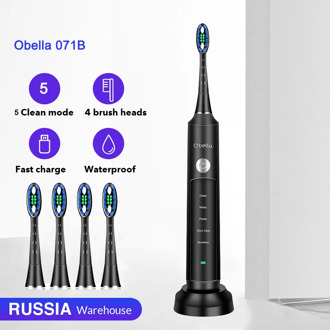 NEW O'BELLA 071B Sonic Electric Toothbrush 48000RPM Rechargeable Oral Adult Tooth Brushes With 4 Pcs DuPont Replacement Heads