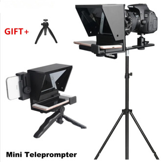 New Portable Prompter Smartphone Teleprompter for News Live Interview Speech for DSLR Cameras Mobile Phone with remote control
