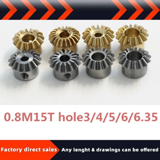 New product bevel gear bevel gear 0.8model 15teeth hole3/4/5/6/6.35mm 90 transmission diy copper steel stainless steel