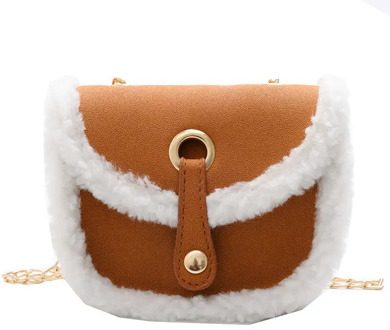 New PU Fashion Children Shoulder Bag Kids Messenger Bags Plush Girl Crossbody Bags Cute Toddler Kindergarten Coin Purse Handbag