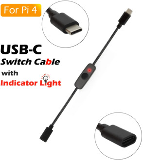 New Raspberry Pi 4 Power Switch USB Type C with indicator light Male to Female USB-C Extension Cable Switch for Raspberry Pi 4B