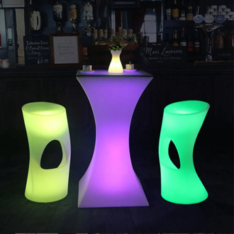 New Rechargeable LED Luminous cocktail table IP54 waterproof Round glowing led bar table Outdoor Furniture for bar kTV disco