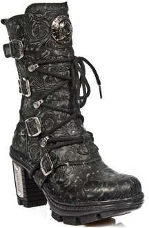 New Rock dames bloemen gotische leren laarzen - NEOTR005-S25 Zwart