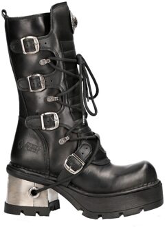 New Rock leren gothic halfhoge kuitlaarzen voor dames-373-S33 Zwart - EU 38