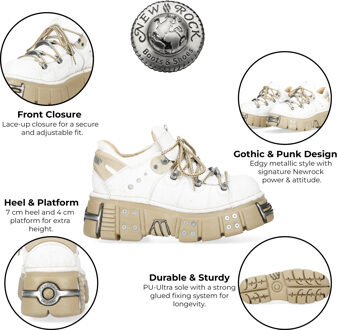 New Rock M-120N-C80 Witte Gothic Platform Enkellaarsjes