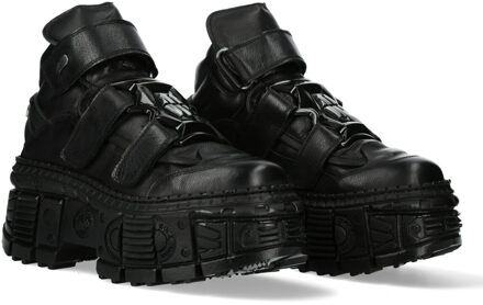 New Rock metalen enkel zwarte leren laarzen-WALL285-S2 - EU 41