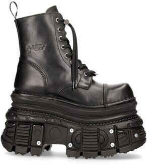 New Rock metalen zwart leren militaire laarzen - MILI083CCT-C4