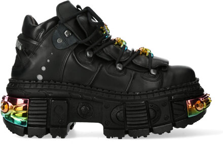 New Rock Platform leren enkellaarzen-WALL106-S23 Zwart - EU 46