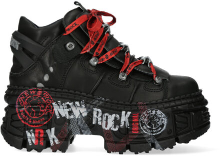 New Rock punk goth leren laarzen-WALL106-C9 Zwart - EU 36