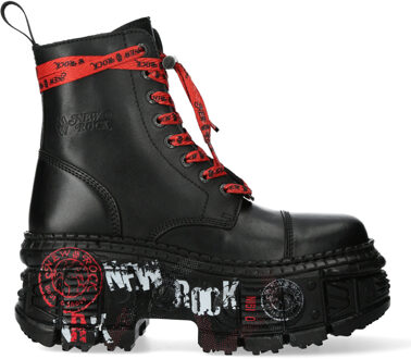 New Rock punk platform leren laarzen-WALL126CCT-C1 Zwart - EU 37