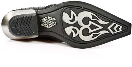 New Rock reliëf Python zwart lederen gesp schoenen-7934-S2