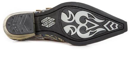 New Rock reliëf vintage zwart lederen gesp schoenen-M-7960-S14