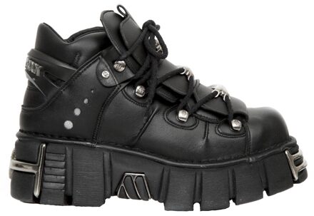 New Rock Unisex veganistisch lederen gotische laarzen - M-106-VS1 Zwart - EU 46