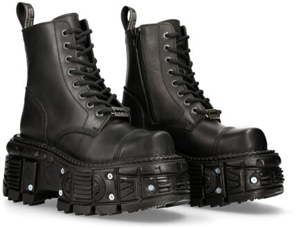 New Rock unisex zwart lederen gevechtsplatformlaarzen - TANK083-C1 - EU 39