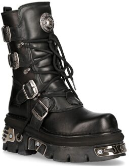 New Rock unisex zwart lederen gotische halfhoge laarzen-373-S4 - EU 38