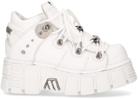 New Rock wit lederen gotische enkellaarzen ¬-106N-S8