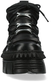 New Rock zwart leren enkellaarzen Goth-WALL106-S13 - maat