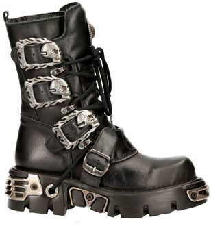 New Rock zwarte halfhoge gotische leren laarzen-391-S1 - EU 38