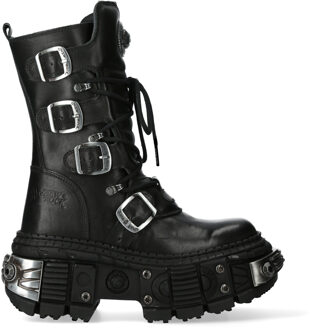 New Rock zwarte halfhoge lederen Goth-laarzen-WALL1473-S11 - EU 43