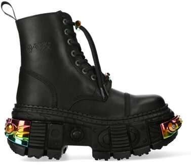 New Rock zwarte leren platformlaarzen-WALL83CCT-S8 - EU 45