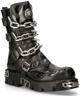 New Rock zwarte puntige gotische laarzen met halfhoge kuit-727-S1