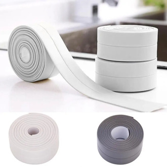 New Sealing Strip Bathroom Shower Sink Bath Kitchen Pvc White Adhesive Waterproof Tape Self Caulk Anti-mildew Sticker Wall U4D3