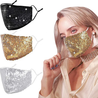 New Sequin Mask Crystal Sequined Masks for Women Fashion Jewellry Mask