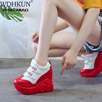 NEW Shoes Woman 12 Cm Super Hihg Wedge Outdoor Sneakers Female Casual Shoes Hook Loop Comfortable Platform Sneakers