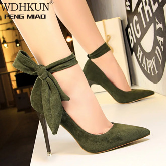 New Shoes Women High Heels Pumps Women Red Shoes Suede Women Wedding Shoes Spring Pointed Ankle Strap Stiletto Women Party Shoes